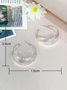 1 đôi Dễ thương Acrylic & Pha lê Nửa vong Hoa tai Với Ảnh ba chiều Hiệu ứng Đối với phụ nữ - Nhiều màu - Xem 3