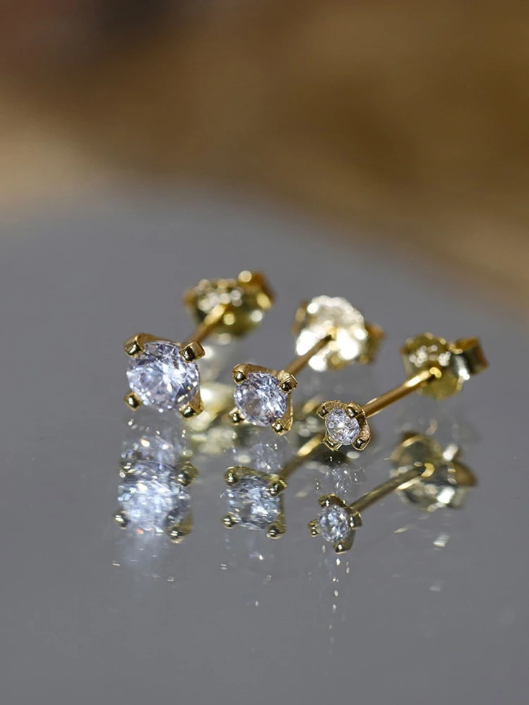 Aucuu Orecchini in Argento Sterling 925 per Donna,Set di Orecchini ipoallergenici con Zirconia Amore/Stelle/Tondo/Orecchini Cerchio Piccoli (Oro/Argento