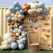 Kit Globos Para Guirnalda Decoracion Beige Cafe Azul 135pzs - Multicolor - Ver 1