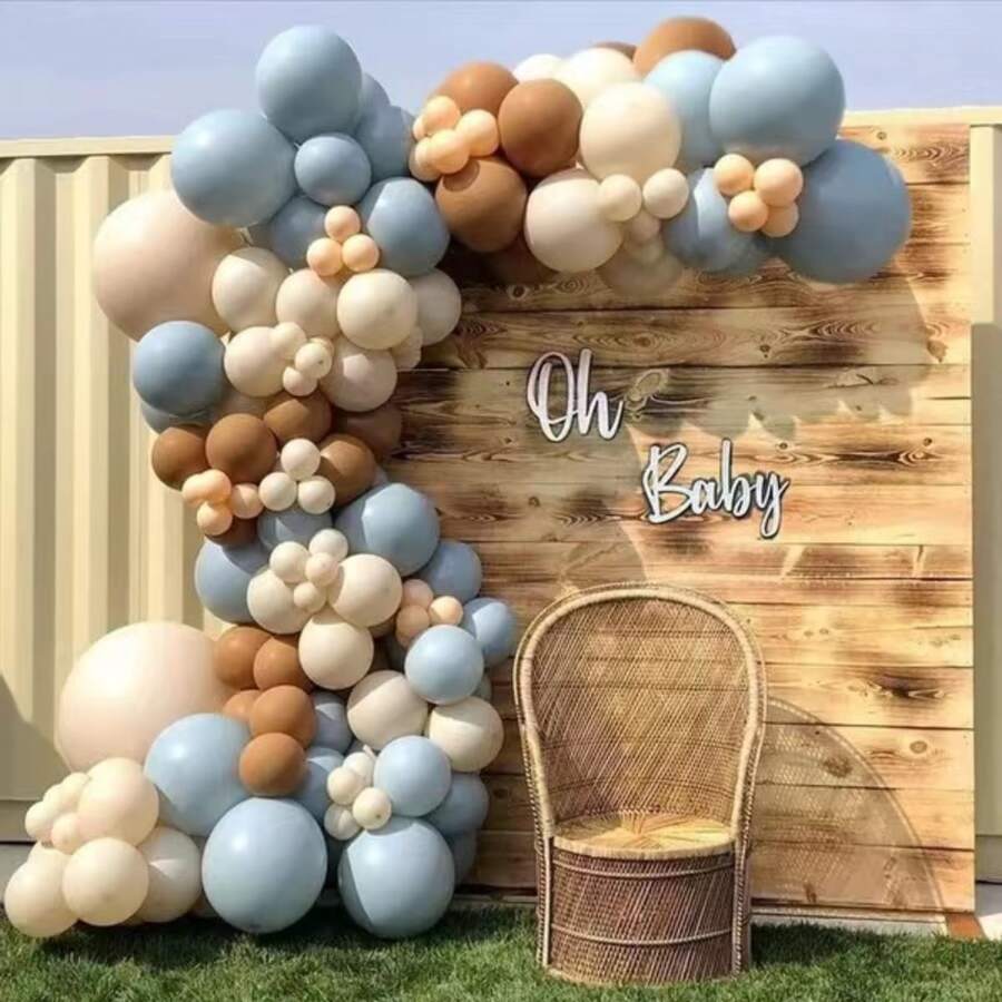 Kit Globos Para Guirnalda Decoracion Beige Cafe Azul 135pzs - Multicolor - Ver 1