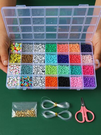 1盒多色亞克力字母心形星星玻璃珠DIY配件可製作項鍊手鍊耳環