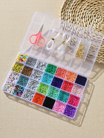 1盒多色亞克力字母玻璃珠DIY配件可製作項鍊手鍊耳環