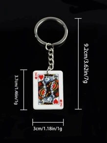 2入組男士撲克吊墜時尚鑰匙圈適用於鑰匙裝飾用品 - 彩色 - 查看 4