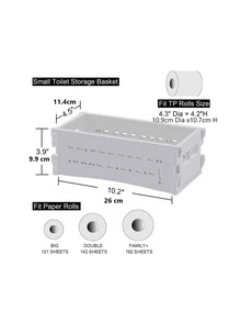 Toilet Storage Basket, Toilet Storage Box Fits on Toilet Tank Top - White - View 3
