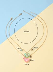 2入組 閃亮愛心形吊墜及人造珍珠摯友項鍊，兒童理想禮物
