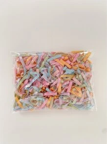 500个装女士一次性加宽彩色发圈，休闲百搭，多巴胺马尾发圈，发绳，弹性发圈，发饰，头饰，弹性发带，夏季、假日、旅行 - 彩色 - 查看 3