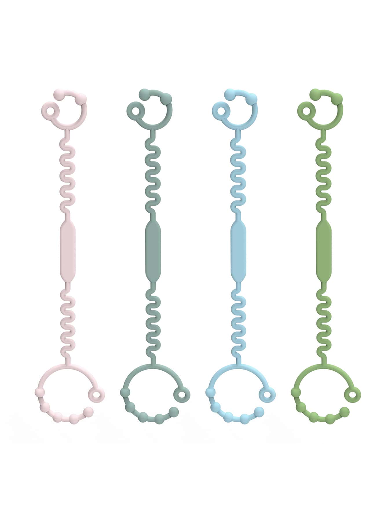 4pcs Adjustable Silicone Pacifier Clips, MultiPurpose AntiDrop Rope