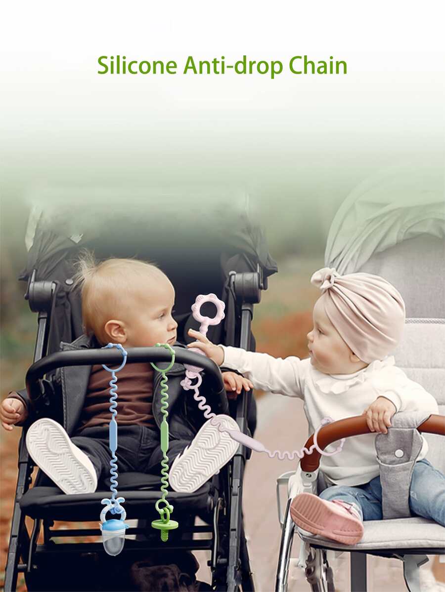 4pcs Adjustable Silicone Pacifier Clips, MultiPurpose AntiDrop Rope