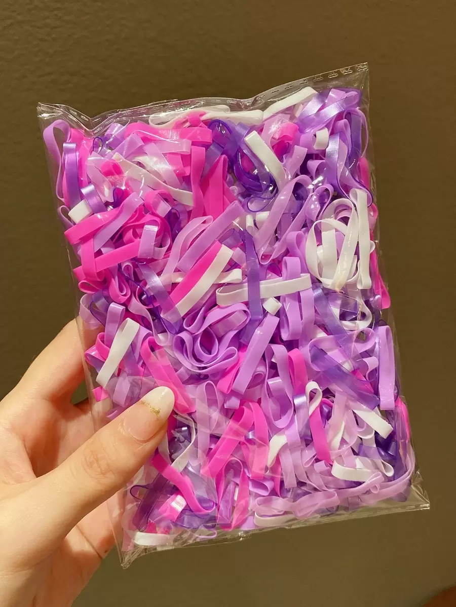 500pcs Women's Multicolor Large & Wide Disposable Hair Ties Casual,Pink Accessories Ponytail Holders Hair Elastics Hair Rubber Bands Scrunchies Hair Rope Elastic Hair Tie, Hair Bobbles Head Accessories Gym Sport Running Outfit Beauty Home Hair Accessories - Multicolor - View 1