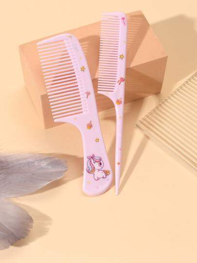 女孩儿童可爱发梳套装，便携式防静电塑料美发梳，发梳礼品，返校季、旅行度假必备，女士美发配件，发梳，后梳，造型梳，卷发梳，边缘梳，发梳，梳发，发梳套装，梳发，卷发梳，解结梳，女士发梳，头发，旅行，美发产品，美发工具，美发用品，理发师，理发师配件，理发店，美发设备