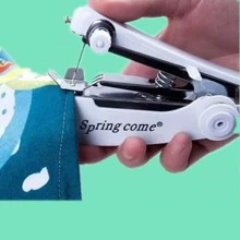 1pc Mini Handheld Sewing Machine Portable Manual Stitch Sewing Machine For Household Fabric - White - View 2