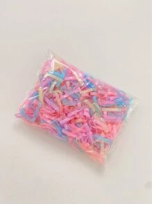 500个/套 女士发圈 彩色加宽一次性休闲发绳 马尾辫发圈 橡皮筋 发绳 发圈 发饰 头饰 - 彩色 - 查看 4