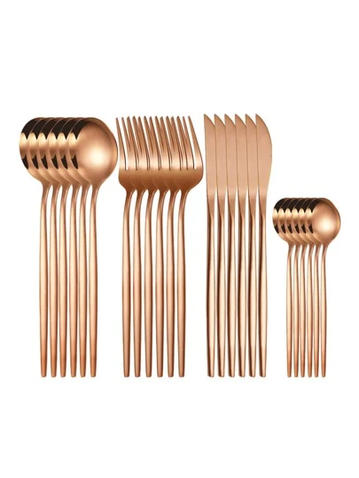 24入組不銹鋼餐具套裝帶創新設計適用於西部風格餐飲包括,叉子和勺子