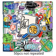 50入組數學公式塗鴉卡通Anime貼紙適用於兒童可愛時尚Love塗鴉防水貼紙合適的適用於手提電腦水瓶子滑板手機 - 藍色 - 查看 3