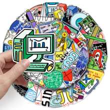 50入組數學公式塗鴉卡通Anime貼紙適用於兒童可愛時尚Love塗鴉防水貼紙合適的適用於手提電腦水瓶子滑板手機 - 藍色 - 查看 5