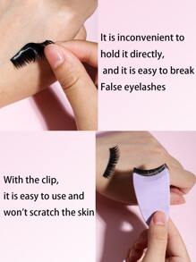 1pc False Eyelashes Applicator Clip Tweezer, Multipurpose Tool For Handing Lashes And Hair, Purple - Purple - View 4