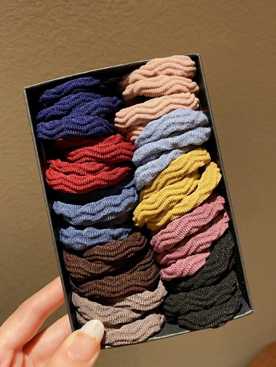 40入組/包彈性頭繩適用於女士馬尾 - 彩色 - 查看 1