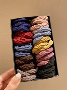 40入組/包彈性頭繩適用於女士馬尾 - 彩色 - 查看 3