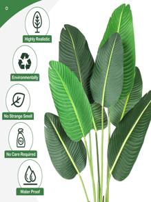 Fulvari Aritificial Bird Of Paradise Plant 4 FT Fake Tropical Palm Tree With 8 Trunks Artificial Banana Leaf For Indoor Outdoor Modern Decoration Faux Plants 60"H 48"H - 綠色 - 查看 3
