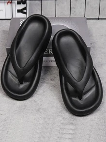 Men's Thick-soled Sports Casual Thong Sandals, Summer Beach Anti-skid Slippers - Black - View 3
