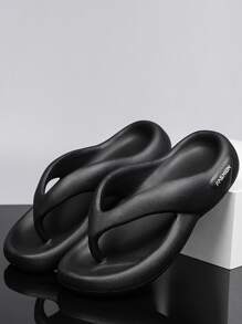 Men's Thick-soled Sports Casual Thong Sandals, Summer Beach Anti-skid Slippers - Black - View 2