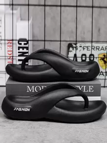 Men's Thick-soled Sports Casual Thong Sandals, Summer Beach Anti-skid Slippers - Black - View 1