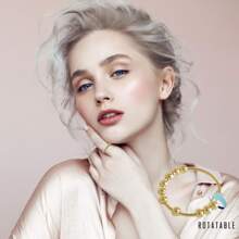 1入組時尚紡紗釘珠不銹鋼焦慮緩解圓環適用於情侶,中性首飾類禮品 - 玫瑰金 - 查看 4