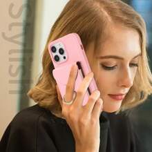 Ốp lưng & bao da điện thoại Với Card Slot & Giá đỡ điện thoại - Hồng - Xem 8