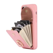 Ốp lưng & bao da điện thoại Với Card Slot & Giá đỡ điện thoại - Hồng - Xem 4