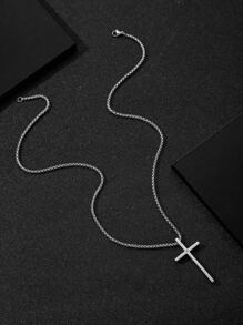 1個時尚朋克風格304不鏽鋼立體切割鋯石鏡面掛墜項鍊,刻有菲立比書信和我能做所有事,適合男士日常佩戴和送禮給男友 - 銀色 - 查看 3