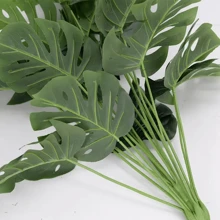 1個12片葉子的人造植物,高20英寸,不含盆。這種人造棕櫚葉植物、人造龜背竹植物有莖,逼真的熱帶植物使得叢林、海灘、盧奧派對、家庭花園和辦公室裝飾、室外uv抗性塑料植物完美的綠色植物豐富多彩 - 綠色 - 查看 7