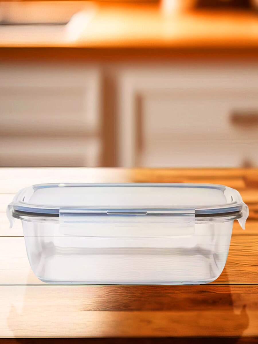 Pote Potes de Vidro Hermético 1040 ML Com Tampa Plástica e Vedação Silicone BPA FREE Marmita de Forno Freezer Armazenar e Conservar Alimentos Lanches Fitness - Azul - Visão 1