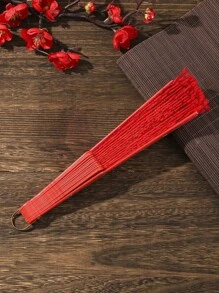 Breezier 1pc Single Layer Lace PP Decorative Fan, Fashion Multipurpose Red Manual Fan For Home - Red - View 2