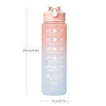 900ml防漏塑膠水瓶帶漸變色,草編和時間, - 粉色 - 查看 3