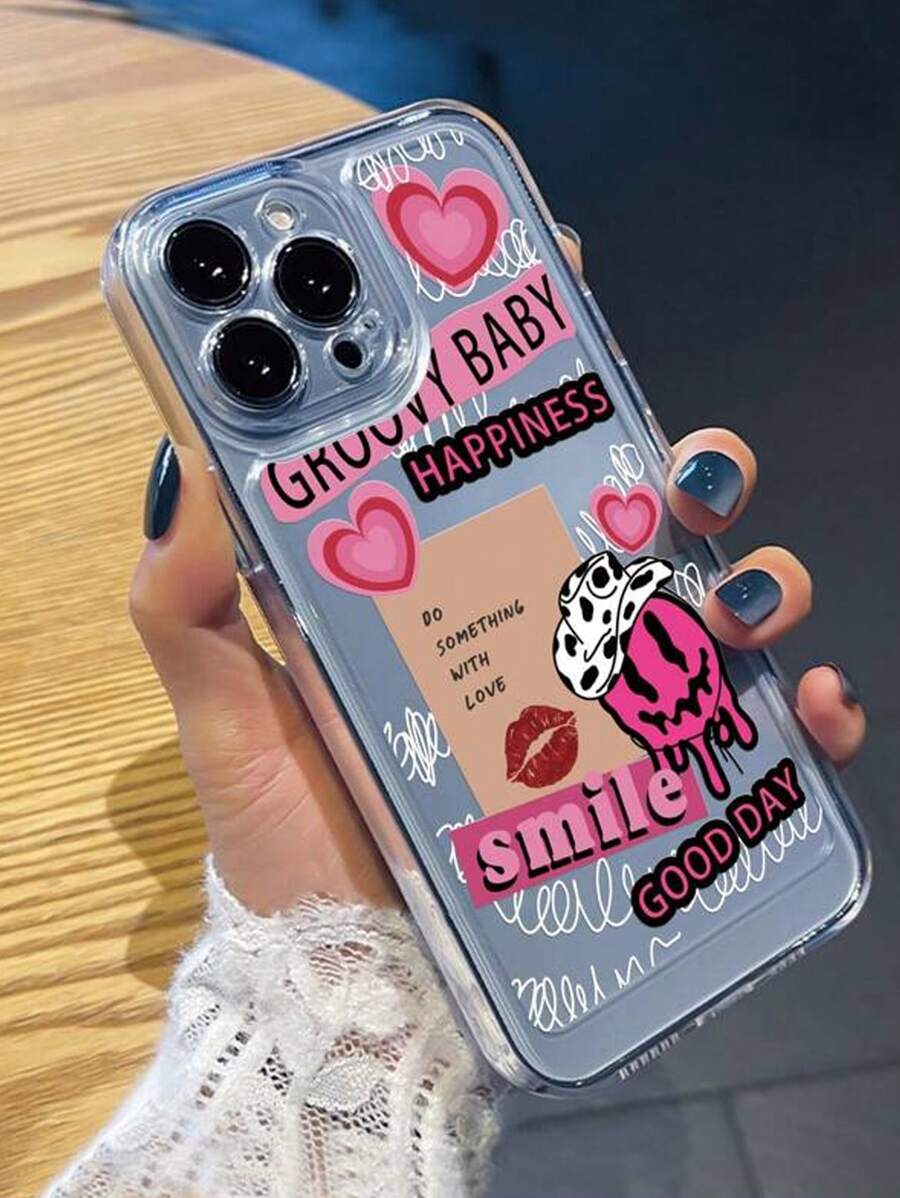 Funda de teléfono transparente con gráfico de dibujos animados rosa compatible con iPhone 15/15Pro/15Plus/15Promax, a prueba de agua, a prueba de golpes, resistente a caídas y arañazos, estilo Kawaii - Multicolor - Ver 1