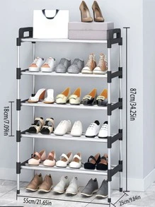 1 Miếng Phong cách 5 Giá để giày Với Xử lý , Dễ dàng tập hợp Tiết kiệm không gian Chống bụi Lưu trữ Hộp đựng Tủ , Thích hợp Đối với Ký túc xá , Chất liệu : PP Nhựa Và 9.8 Galvanized Đường ống - màu đen - Xem 1