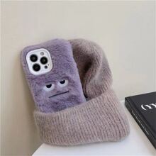 Apple Cute Phone Case Cartoon Graphic Plush Phone Case - Purple - View 3