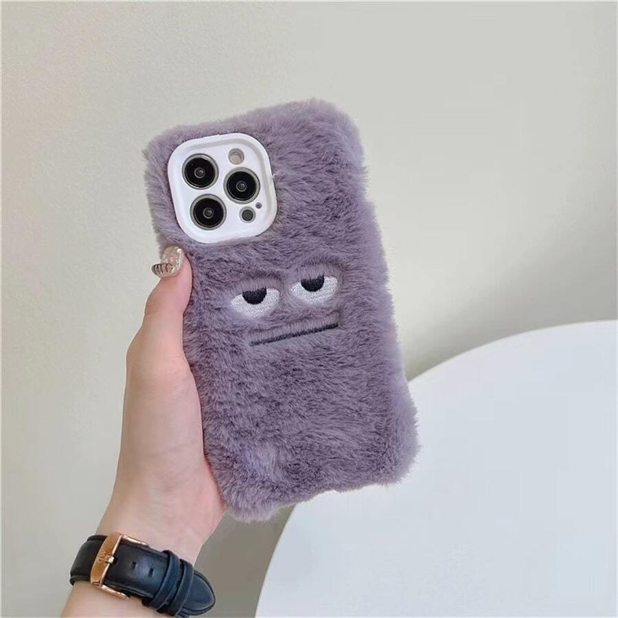 Apple Cute Phone Case Cartoon Graphic Plush Phone Case - Purple - View 1