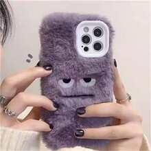Apple Cute Phone Case Cartoon Graphic Plush Phone Case - Purple - View 6