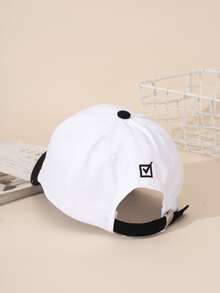 1入組男士雙色字母刺繡時尚棒球帽適用於戶外 - 黑與白 - 查看 3
