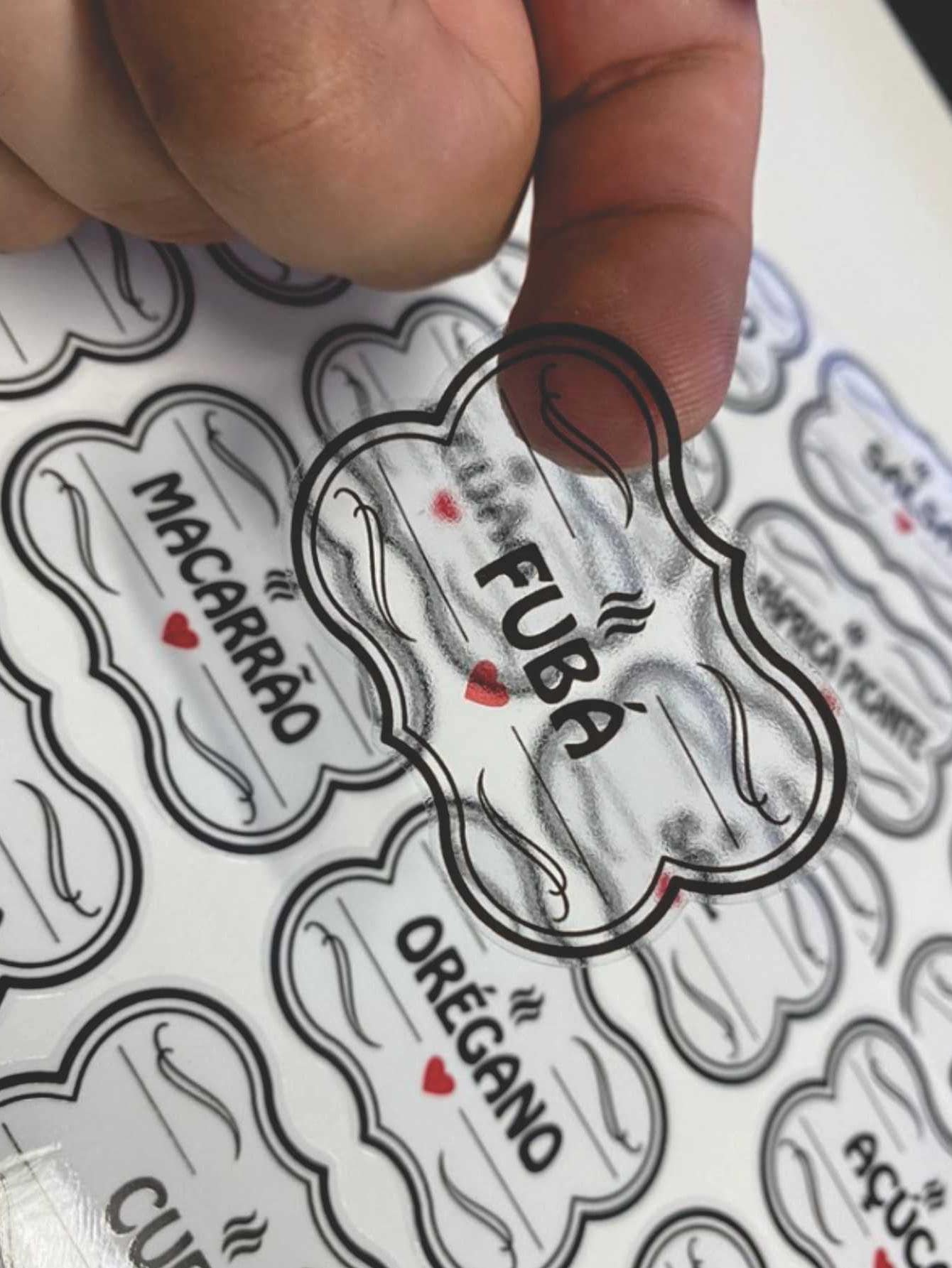 50 Adesivos no Vinil Transparente para Potes Organizadores Temperos Mantimentos Organizador 5x3,5cm ( ADESIVO TEMPERO ) - Transparente - Visão 1