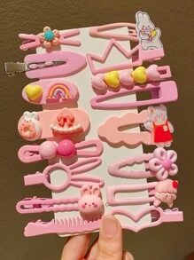12 cái Của phụ nữ Bên Tóc mái Hoạt hình Kẹp tóc - Nhiều màu - Xem 1