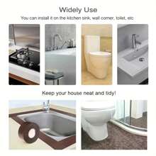 1 卷，PVC 密封条，适用于浴室厨房配件淋浴浴缸密封条胶带填缝条自粘防水墙贴水槽边缘胶带