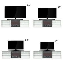 Electric Fireplace TV Console,White - White - View 2