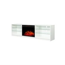Electric Fireplace TV Console,White - White - View 6