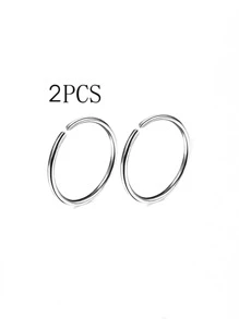 2pçs Piercing argola de metal simples  Nariz boca orelha argolinha articulada - Prata - Visão 1