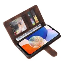 Compatible With IPhone Cases For Men Brown Solid Wallet Phone Case Waterproof Shockproof Anti-Fall Scratch Resistant - Brown - View 4