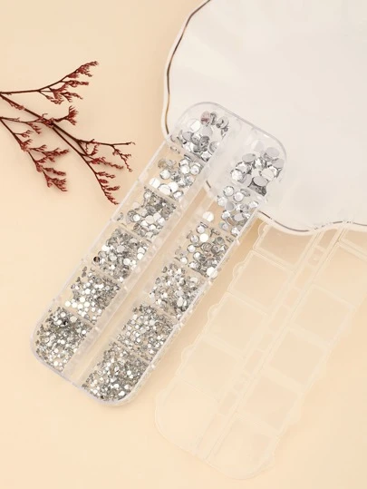 1盒12方形小圓形鑽石美甲裝飾品