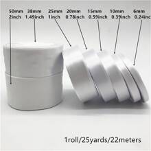 1 件 6/10/15/20/25/38/50 毫米 25 码卷丝缎带婚礼派对圣诞装饰 DIY 邀请卡礼品包装 - 白色 - 查看 2