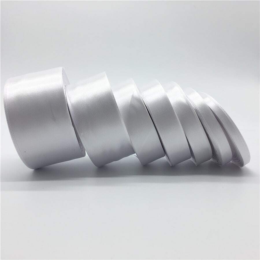 1 件 6/10/15/20/25/38/50 毫米 25 码卷丝缎带婚礼派对圣诞装饰 DIY 邀请卡礼品包装 - 白色 - 查看 1